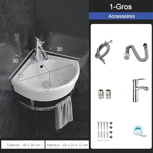 Lavabo d'angle suspendu pour salle de bain compacte et bureau moderne