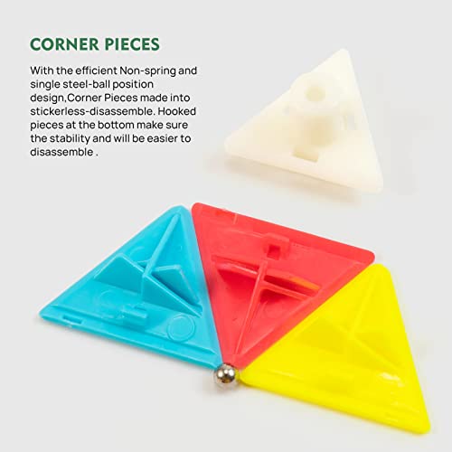 Image of Stickerless Pyraminx Speed Cube with Stand & Guide for Kids & Adults | Smooth-turning STEM puzzle with display stand. Great for classrooms, travel, office desks, gifts and brain training.