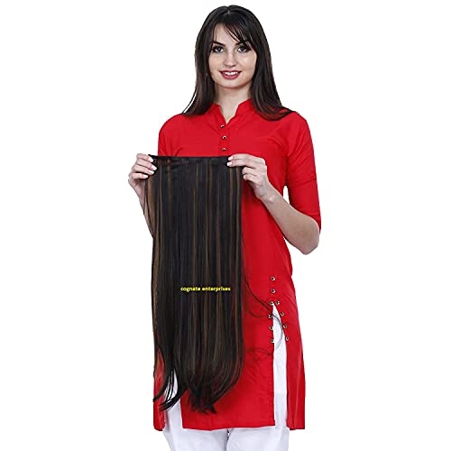 Image of Artifice 5 Clips Straight Hair Extension High Temperature Synthetic Fiber 26 inch 150g Golden Highlighted