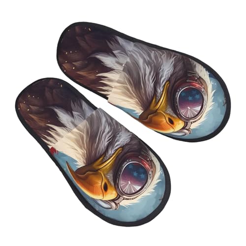 Bald Eagle Pilot Print Women Slippers Home Furry Shoes Keep Men Couples Shoes Warm For Women-2