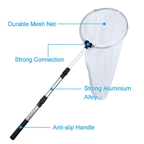 SAYAYA Telescopic Butterfly Net Fishing Nets Insect Net with 12 Inch Ring, Handle Extends to 36 Inch