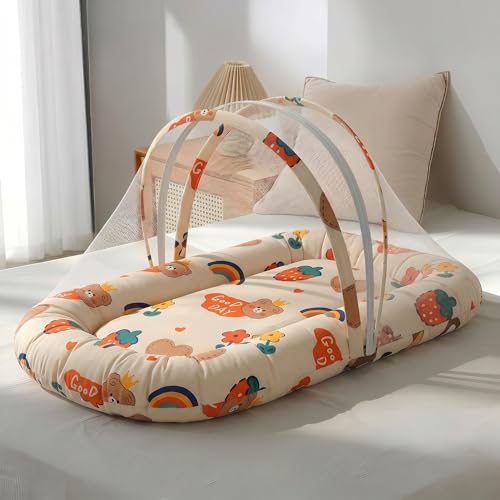 Image of StarAndDaisy 3-in-1 Baby Nest with Mosquito Net, Soft Baby Bedding Set and Sleeping Mattress, Portable Travel Bed, Comfortable Baby Lounger for Newborn Boys and Girls
