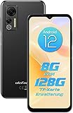 Ulefone Note 14 64GB ROM 8GB RAM Android Smartphone ohne vertrag Android 12 Simlockfreie Handy ohne vertrag günstig neu SD-128G 4500mAh 13MP Kamera 6,52 Zoll 3 Slots/Face ID Dual SIM Telefon Schwarz