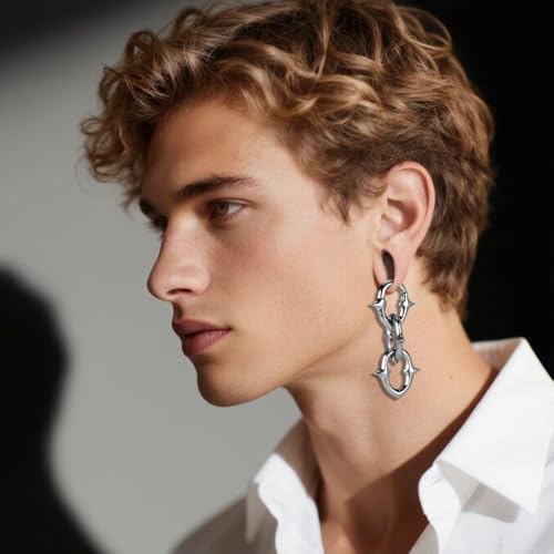 2PCS Chain Ear Weights Hangers for Stretched Ears Gauges Body Piercing Jewelry, 316 Stainless Steel Hypoallergenic 6g Earrings Plugs Tunnel Expander3