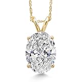 Gem Stone King 1 to 5 Carat 14K Gold IGI Certified Lab Grown Diamond Pendant Necklace For Women | E-F Color | VS1-VS2 Clarity | With 18 Inch Gold Chain | Oval Cut | Yellow Gold | 2.00 Carat