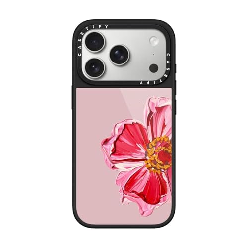 Coque iPhone 17 Pro antichoc MagSafe CASETiFY Glaze noire avec motif floral brillant