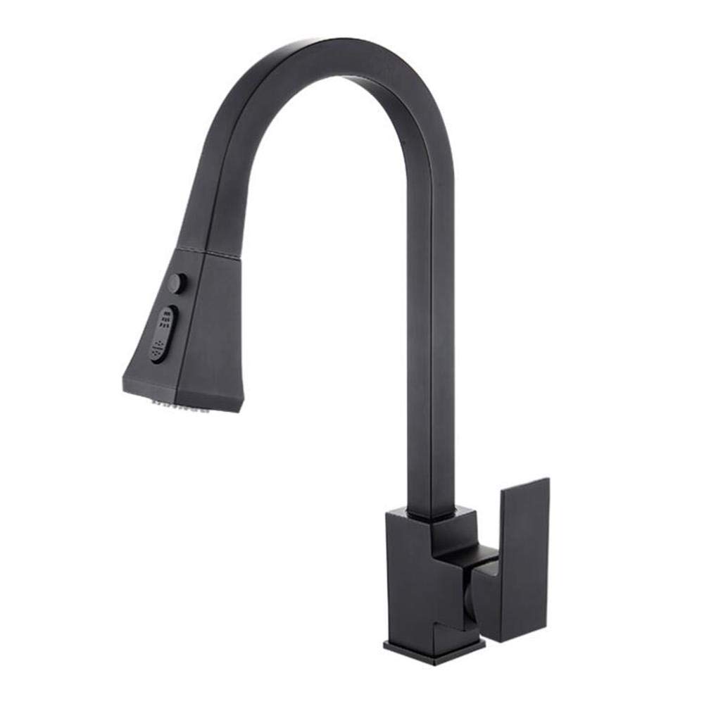 Robinet de cuisine noir en laiton massif avec douchette extractible moderne