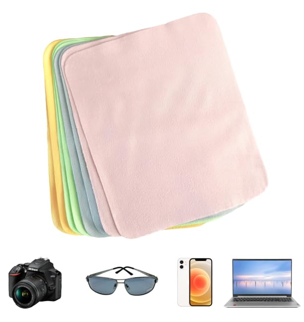 8/Pack Suede Cleaning Cloth, Water Absorption, Soft and Delicate, No Marks, Reusable Microfiber Wipe Cloth for Glasses, Mobile Phone Computer Screens, Camera Pictures, Jewels