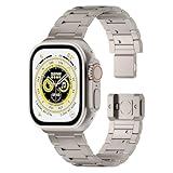 LDFAS Compatible for Apple Watch Ultra 2 Band 49mm Titanium Metal Link Bracelet Watch Strap with Magnetic Clasp Compatible for Apple Watch Series 9/8/7 44/45mm Band, Silver Gray