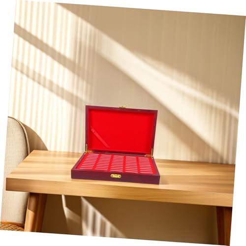 Caja de madera para monedas con tapa y organizador rojo 50 unidades miniatura 6