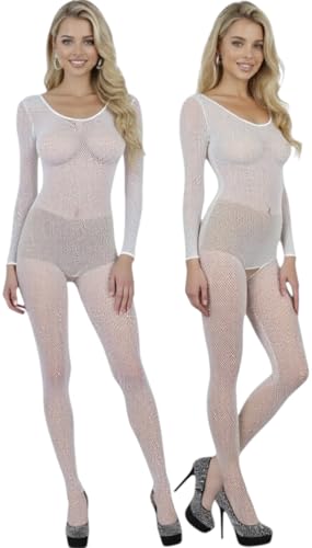 Image of ToBeInStyle Women's Long Sleeve Bodystocking Bodysuit Lingerie Regular & Plus Sizes