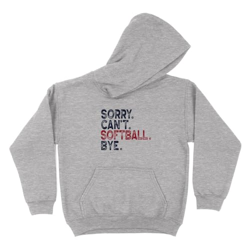 Softball Sorry Can't Bye Kids Hoodie Sweatshirt Youth Medium Grey