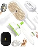 Cat Steam Brush for Shedding 4 in 1 Pet Rechargeable Spray Hair Removal Comb for Indoor Cats with Pets 360-Degree Rotatable Flea Comb Grooming Supplies Suitable for All Long-haired and Short-haired