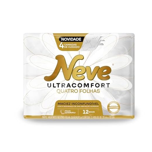 Neve Papel Higiênico Ultracomfort, Folha Quádrupla, 20m, 12 rolos