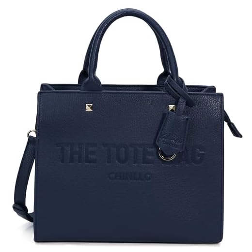 Chinllo Tote Bag for Women Laptop Top Handle Stachel Purse and Handbags with Shoulder Strap (D.NavyBlue-L)