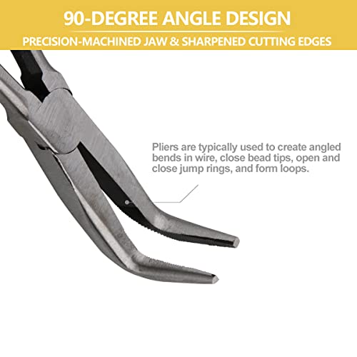 Yantone Long Reach Long Nose Pliers, 11" 90° Degree Bent Nose Pliers For Mechanics, Technicians Or Home Repairing #TOP3