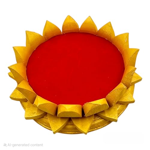 Image of Parth Pooja Wooden Lotus Kamal Aasan-Where god Resides, Made of ShriParni Wood for Keeping Maha Meru Shri Yantra (8 Inch)