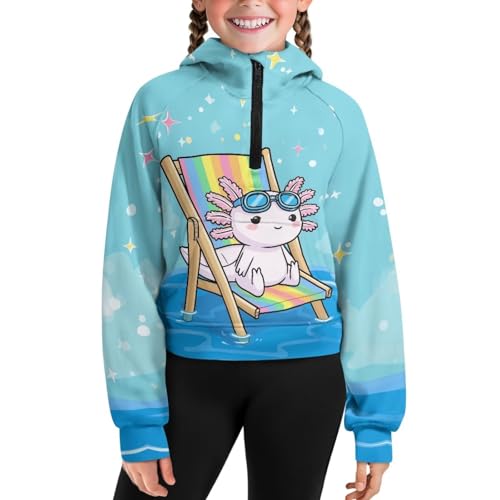 Girls Half Zip Up Hoodies Size 5-14T Long Sleeve Crew Neck Hooded Hoodies3