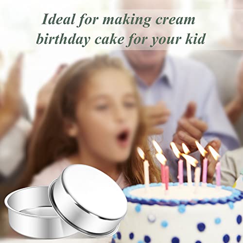 Deedro 6 Inch Cake Pan Set Of 3, Stainless Steel Cake Pans Round Cake Baking Pans For Wedding Birthday Layer Cake, One-Piece Molding, Healthy & Durable, Mirror Finish & Dishwasher Safe #TOP6