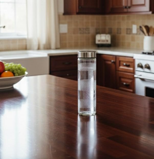 Image of OLIN Glass Fridge Water Bottle with BIG Steel Cap | Set Wide Mouth| with AirTight Leak Proof Reusable | Juicing, Smoothies, Beverage Storage | Reusable 750ml set of 8