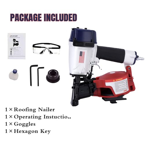 Image of American Style CN45N Roofing Nailer, 15 Degree Roofing Nail Gun, 3 /4-Inch to 1-3 /4-Inch Coil Nails, 120-pcs Load Capacity Coil Nailer