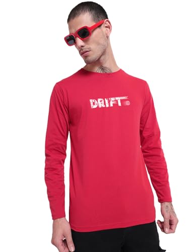 Image of Bewakoof Men Typography Regular Fit Full Sleeve Round Neck Pure Cotton T-Shirt