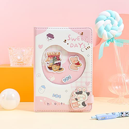 Pink Journal Notebook - Adounotes Kawaii Journal Notebook For Women And Girl, Colorful Printed Pages Sweet Days Series Pu Leather Cover Cute Journal Diary Notebook With Magnetic Buckle，Pen Holder And Inner Pocket A5 Size #TOP5