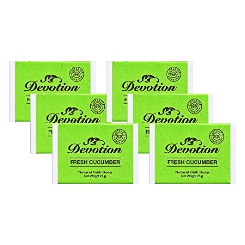 Image of Devotion Fresh Cucumber Natural Bath Soap - Pack of 6 | 75g Each | Gentle, Nourishing & Refreshing