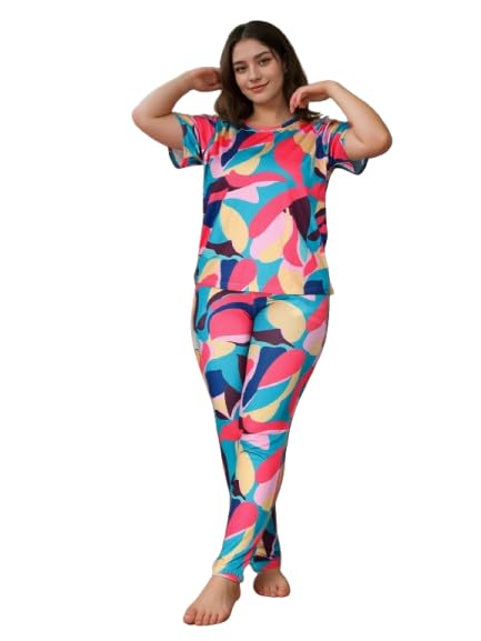 Women's Round Neck Tracksuit with Houndstooth Print Top and Side Panel Design (IN, Alpha, XS, Regular, Big, RANGILA)-picture-27