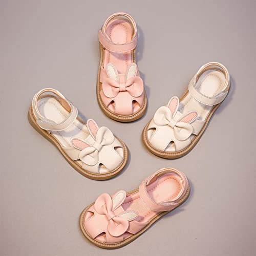 Toddler Girls Sandals Cute Bow Closed Toe Summer Shoes Non-Slip Flat Princess Shoes Sandals2