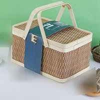 Amazon｜藤編みかご バスケット蓋付き収納バスケット 竹編まれた 天然