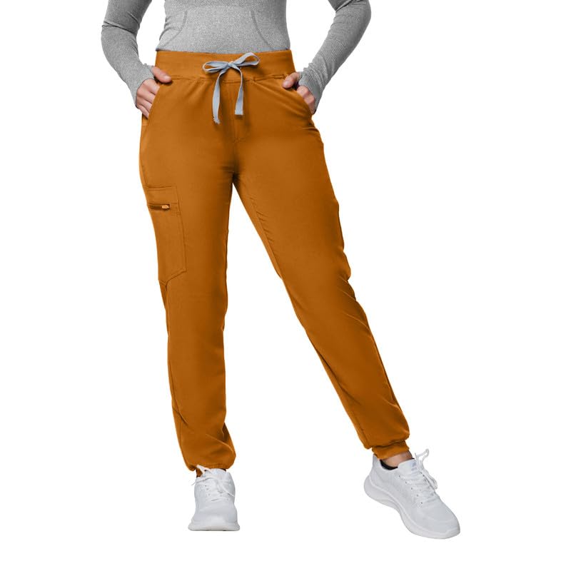 Image of Kitmaz Scrub Pants for Women - Mid Rise 4-Way Stretch Anti-Wrinkle Slim Fit Jogger Pants, Drawstring & 5 Pockets