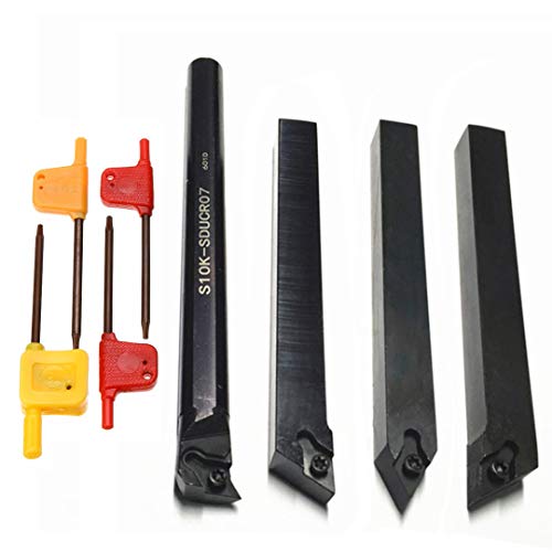4pcs 10mm Shank Lathe Boring Bar Turning Tool Holder + 4pcs L Wrenches Set