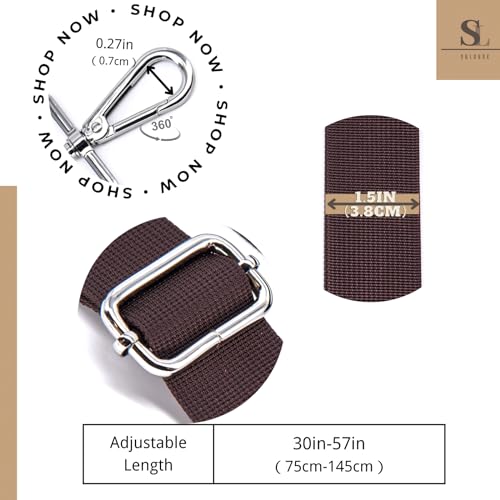 Image of S&loyoe Purse Straps Replacement Crossbody Bag Strap Adjustable Wide Guitar Straps for Handbags 1.5inch (A pure coffee silver)