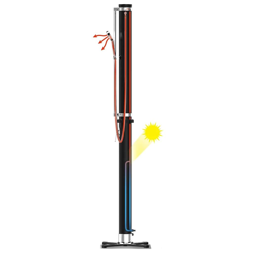 Solar Flow prysznic ogrodowy, czarny, 20 l, prysznic solarny ze stali nierdzewnej i PCW, z regulowaną głowicą prysznicową i wieloma ustawieniami spryskiwania, do basenu i węża ogrodowego