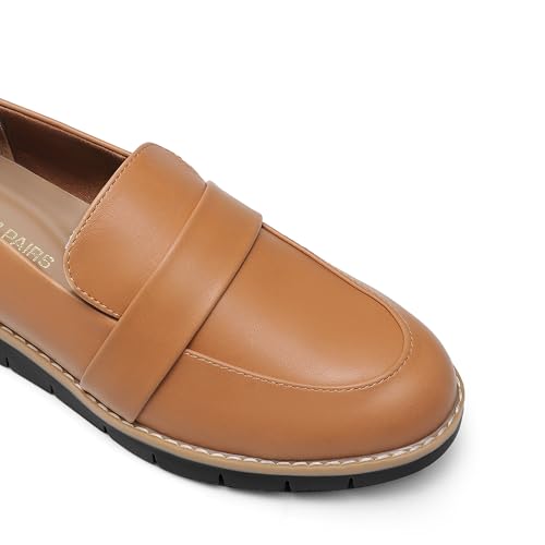 DREAM PAIRS Women's Loafers, Slip-On Business Casual Work Shoes,Size 10,Brown-Pu,DWUMLS2506