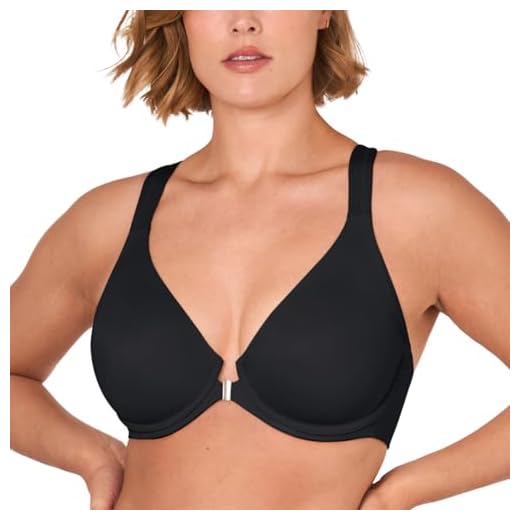 DELIMIRA Damen Vorderverschluss Vollschalen Plunge Racerback BH - mit Bügel ohne Polster Schwarz 80C