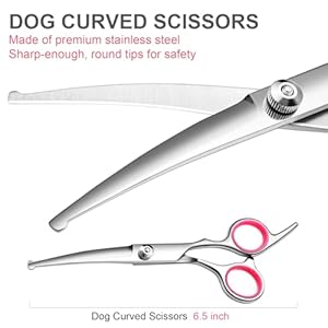 Dog Grooming Scissors with Safety Round Tips Stainless Steel Professional Dog Grooming Kit Thinning Curved Scissors and Comb for Dog Cat Pet Cucciolini Doodles Dog grooming scissors with safety round tips stainless steel professional dog grooming kit thinning curved scissors and comb for dog cat pet cucciolini doodles