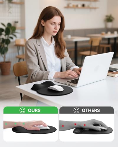 Image of Laborio Mouse Pad with Wrist Rest, Ergonomic Mouse Pads for Desk, Office Non-Slip Large Mousepad with Gel Wrist Support(Black, 10.6''L x 9''W)