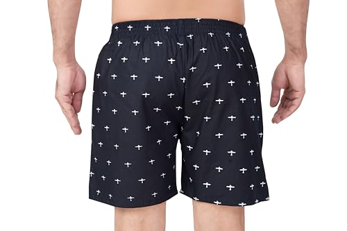 Image of Men's Super Combed Cotton Weave Printed Boxer Shorts with Side Pocket, Sizes M to XXL (201)