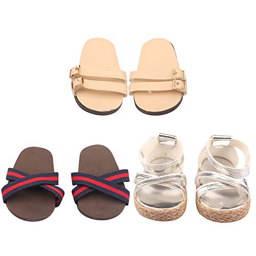 Shih Tzu 9 Set 18 inch Doll Shoes American Girl Doll Accessories 6 Pairs of Shoes + 3 Necklaces Suitable for American Girl Doll Sandals or Slippers and Accessories - Thumbnail 4
