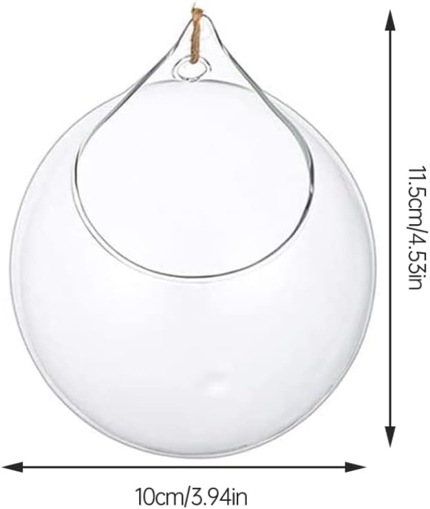 Glass Hanging Planter, 2pcs 10cm Hanging Glass Terrarium Succulents Planter, Globe Air Fern Plants Holder Vase Hanger with Big Opening for Home Decoration : Patio, Lawn & Garden