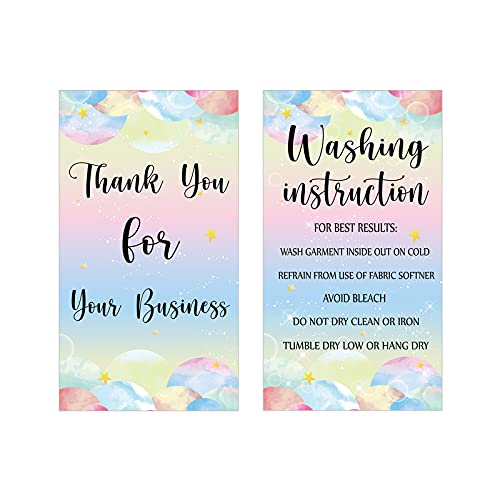 200 Pcs Shirt Care Instruction Cards Washing Instruction Cards for Shirts Clothing Package Insert Care Direction for Small Business Online Shop Owner Customer, 3.5 x 2 Inch