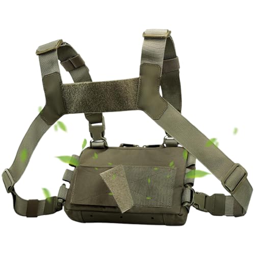 Bolsillo en el pecho para la caza | Correa de pecho ajustable impermeable para la caza, equipaje de viaje con soporte para botella de agua para senderismo, fitness, bicicleta, verde, Siehe