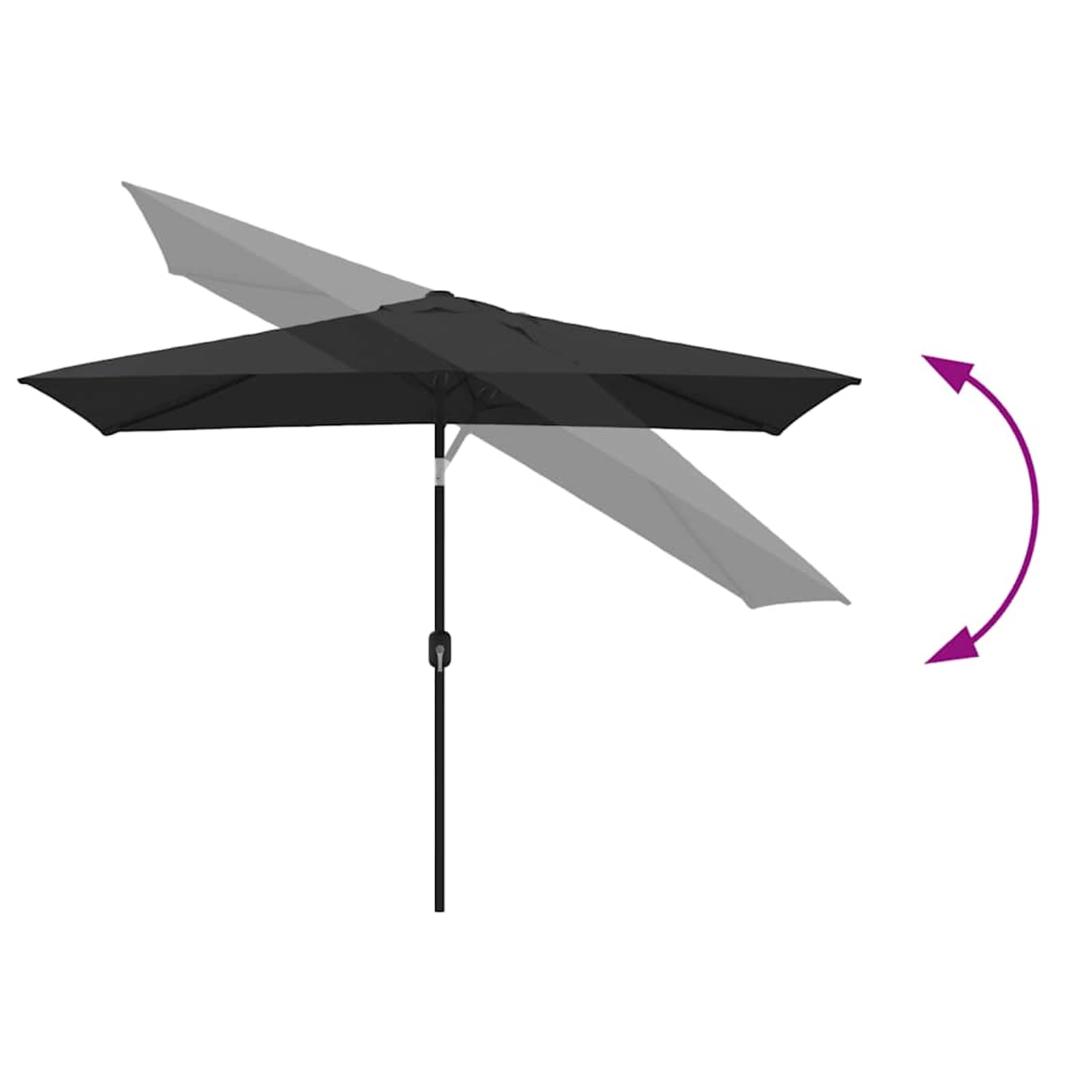 Homgoday Sombrilla de jardín con Palo de Metal Negro 300x200 cm Sombrilla Terraza Exterior, Sombrilla Jardín Grande Orientable Jardín Parasol Balcón