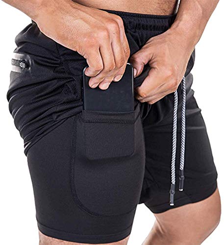 HAVANSIDY Heren 2-in-1 Athletic Shorts Gym Workout Activewear Running Training Basketbal Short met telefoon zakken