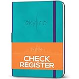 Skyline Check Register – Accounting Ledger Log Book for Income & Expenses – Transaction Checkbook for Small Business – Checking Account Notebook for Financial Transactions – A5, Hardcover, Turquoise