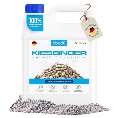 BIBODU Kiesbinder 5L | Reparateur für Kieselsteine | Widerstandsfähiges Kies Reparateur Aussen Frostsicher | Perfekt für Kies Steine und Mulch | Für Wege Terrassen und Außenbereiche