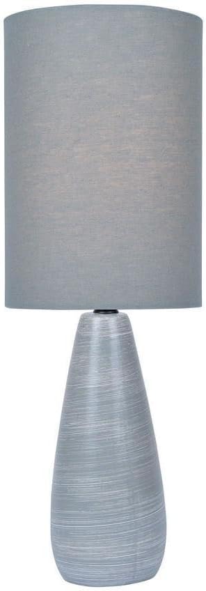Mini Table Lamp with Gray Linen Shade