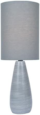 Mini Table Lamp with Gray Linen Shade